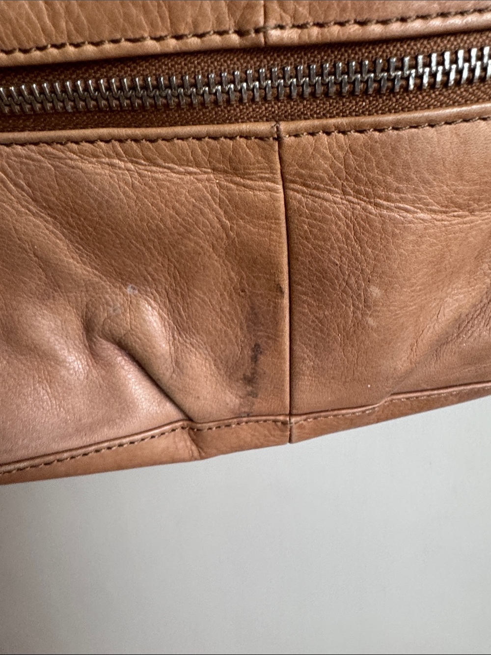b. makowsky Tan Leather Shoulder Bag with Front Zip Pocket - Picture 5 of 8